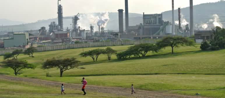 Fábrica de celulose (foto simbólica) Fábrica de celulose na África do Sul